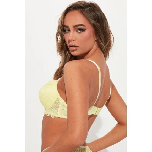 Sweet Thang Lace Push Up Bra - Yellow Size 36C RefFNB3 - Picture 2 of 7